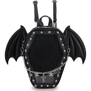 Women Black Gothic Coffin Shape Fashion Purse  Handbags Halloween Shoulder Bag